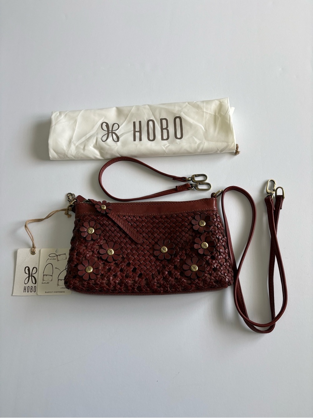Limited Edition HOBO Darcy Woven Convertible 3-in-1 Crossbody NWT Chestnut